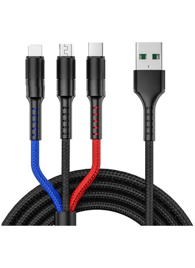 اشتري 3 in 1 Multi 5A original fast charging 1.2m cable, CE, FCC, ROSH Certified, Lighting/Type C/Micro, compatible with iPhone 3A /Huawei/Samsung/OPPO vooc/Xiaomi/Honor في الامارات