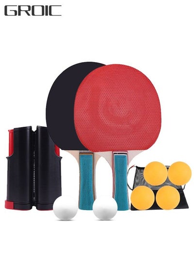 اشتري Ping Pong Paddles Set - Table Tennis Rackets and Balls, Retractable Net with Posts and Storage Case - Pingpong Paddle and Game Table Accessories في الامارات