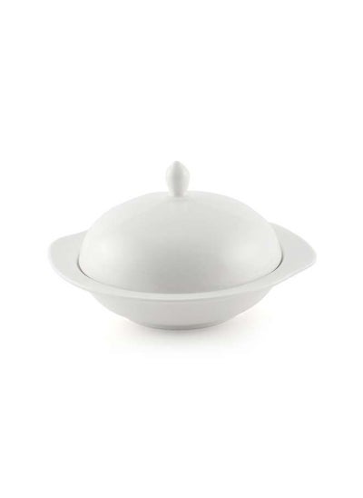 Buy Ivory Porcelain Bowl with Cover 19 cm in UAE