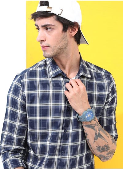 Buy Tartan Checked Slim Fit Shirt with Long Sleeves in Saudi Arabia