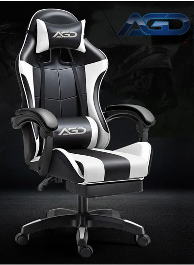 Buy AGD High Back Gaming Chair, Adjustable Faux Leather Computer Chair, Ergonomic Design Lumbar Support with Ergonomic Headrest and Armrest (Black) in Saudi Arabia