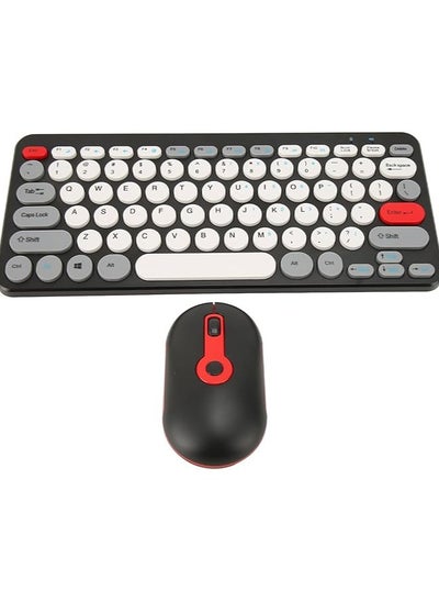 Buy Wireless Keyboard Mouse Set, 2.4G Keyboard Mouse Combo, Slim Round Wireless Keyboard with Mute Design Laptop Button Feel for Desktops Computer Laptops (Black) in UAE