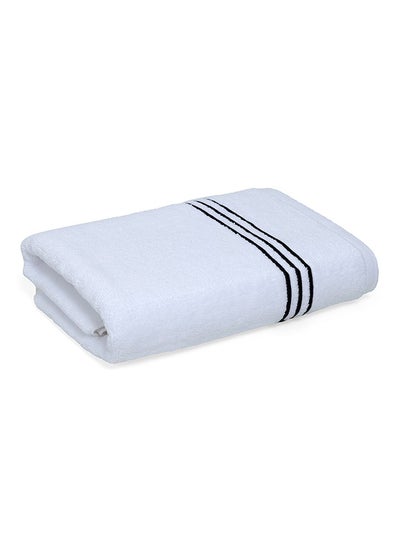 Buy Hotel Embroidery Bath Towel, White & Black - 500 GSM, 140x70 cm in UAE