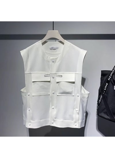 Buy 2023 Korean Fashion Sleeveless Vest for Men White in Saudi Arabia