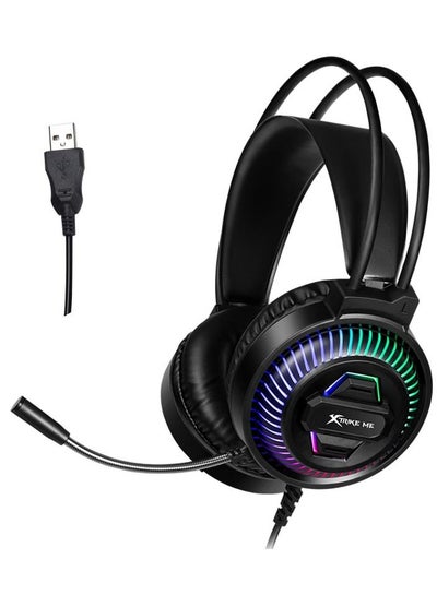 Buy GH510 USB RGB Gaming Headset - Stereo Surround Sound - RGB Lighting - 50MM Drivers - LEATHER Ear Cups in Egypt