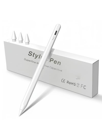 Buy Stylus Pen for iPad W/Palm Rejection Tilt Sensitivity,13 Mins Fully Charged,MEKO Active Touch Screen Apple Pencil Compatible W/iPad 6/7/8/9/10,iPad Pro12.9&11",iPad Air3/4/5,iPad mini5/6(White+3Nibs) in UAE