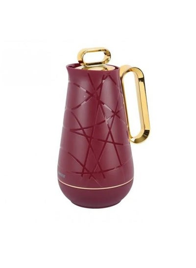 Buy Arabic coffee pot with handle and lid in elegant golden color, capacity of 1 liter, multi-coloured in Saudi Arabia