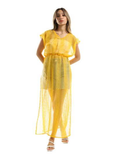 Buy Gold Women Lace Beach Dress in Egypt