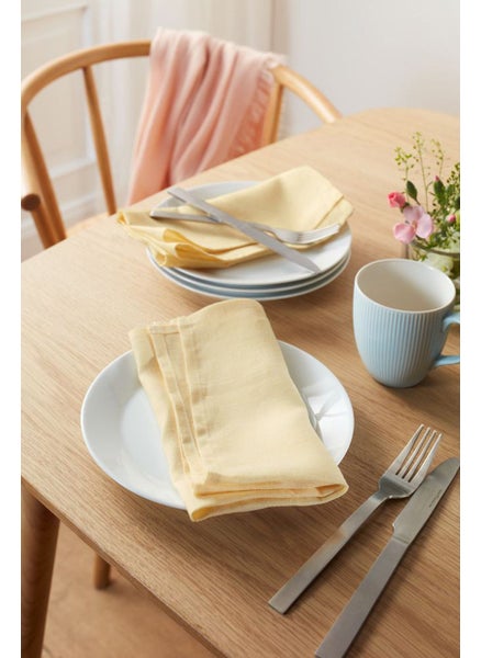 Buy Set Of 2 Plain Napkins 45 x 45 cm, Light Yellow in UAE