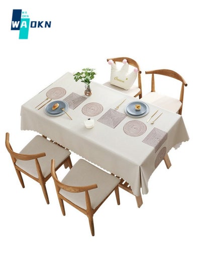 اشتري 140 × 180 سم مفرش المائدة PVC لطاولة الطعام ، غطاء مفرش المائدة الطبيعي المتدلي المضاد للتجاعيد ، زخرفة طاولة مستطيلة لمأدبة المطبخ في الامارات