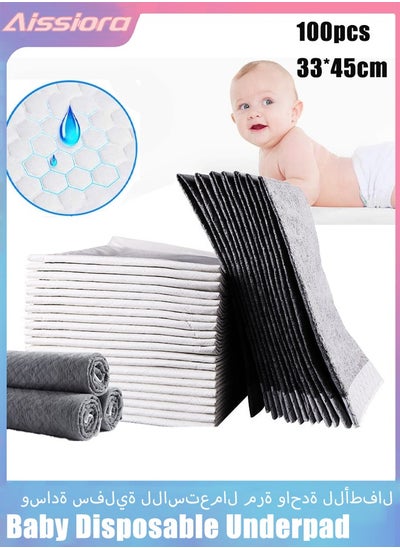 Buy Disposable Underpads for Baby, 100 Pack(33×45 cm), Leak-Proof Breathable Incontinence Diaper Changing Pad, Heavy Absorbency, and Soft Cover for Bed Waterproof Leak Proof Quick Absorb in Saudi Arabia