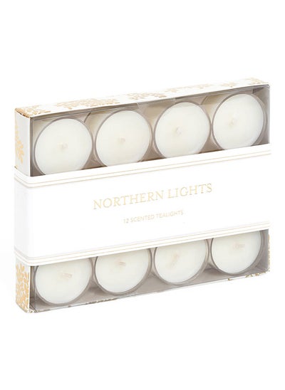 اشتري 12-Piece Northern Light Tealight Candle Set, White في الامارات