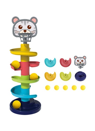 Buy Multi-Layer Roll Ball Toys for Baby, Detachable Montessori Toys with 5 Large Colorful Balls, Anti-Choking Multi-Layer Animal-Themed Ball Tower Toy in Saudi Arabia