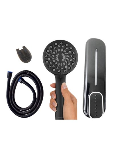 Buy Black shower set consisting of a soap dispenser, shower head, hose and rack in Egypt