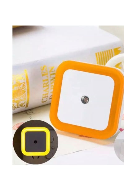 اشتري Sensor Night Light Plug-In Square Night Lamp Smart Dusk to Dawn Sensor Lamps Nightlight Energy Saving LED Sensor For Bedroom Toilets Stairs Corridors Children Kids Living Room (Orange) في الامارات