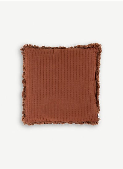 Buy Davey Cushion With Fringes Brown in UAE