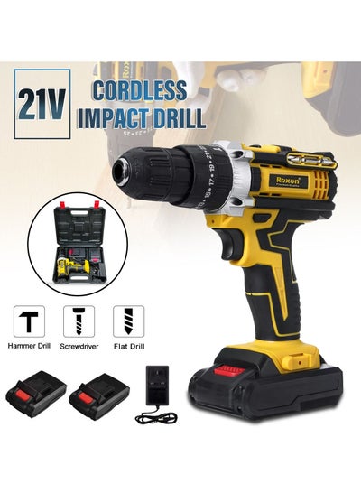 21V Cordless Electric Drill Set 2 -Speed Electrilc Drill/Driver Tool w/  Bits Set
