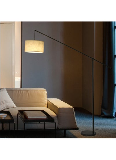 Buy Arc Floor Lamp Overhang Cantilever Standing Floor Lamp for Couch Sofa Reading Living Room Bedroom Adjustable Balance Arm with Natural Linen Shades Heavy Base Foot Switch in Saudi Arabia