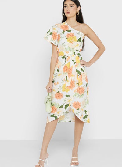 Buy One Shoulder Printed Dress in UAE