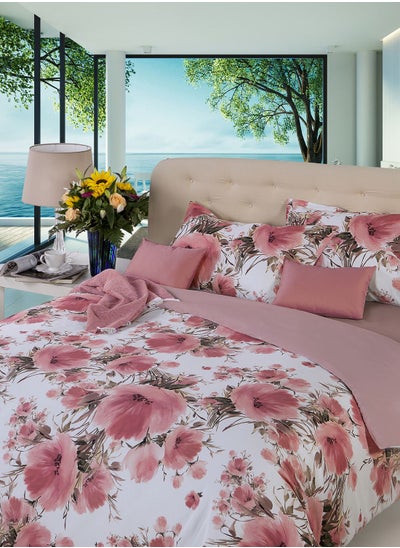 Buy King White Bouquet Duvet Cover & Fitted Sheet Set in UAE