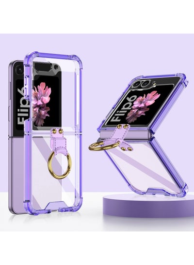 Buy GOLDEN MASK Compatible With Samsung Galaxy Z Flip 6 Case Clear With Ring (Purple) in Egypt