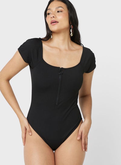 Buy Short Sleeve Zippered Swimsuit in UAE