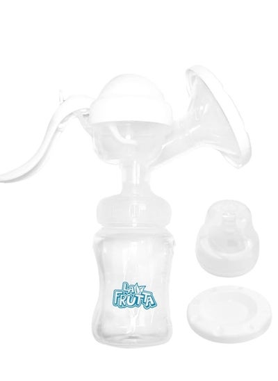 Buy La Frutta New Wide Neck Manual Breast Milk Pump Blue + Free 2pc Breast Pads in Egypt