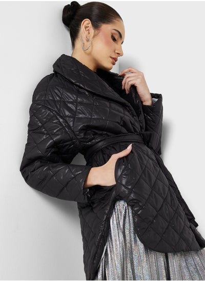 Buy Quilted Longline Jacket With Tie Detail in Saudi Arabia