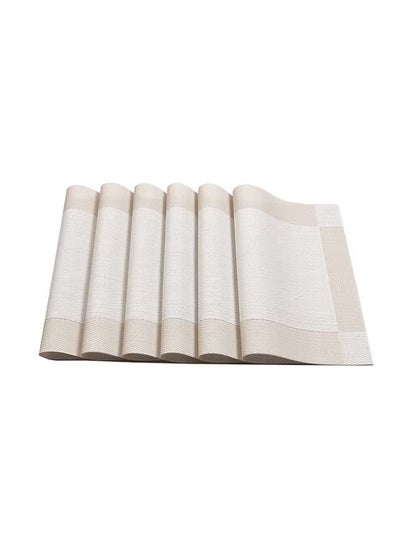 Buy 4-Pack Beige Placemats - Anti-Slip Cross-Weave PVC+Polyester Silk Table Mats, Washable Placemats in Saudi Arabia