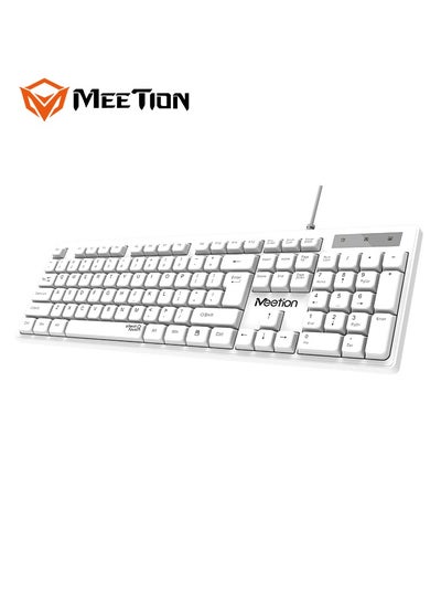 اشتري MEETION USB STANDARD WIRED KEYBOARD WHITE K300 Silent touch UV layout not easy to remove High-quality membrane keyboard في الامارات