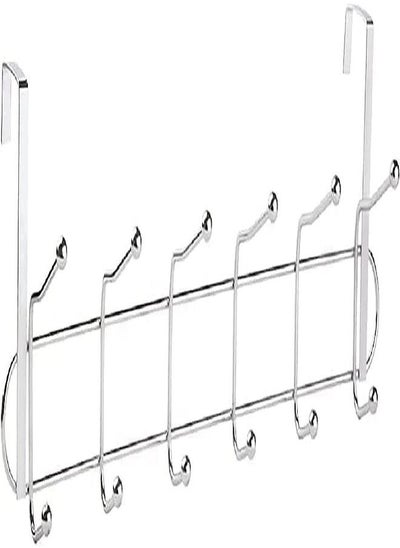 Buy Hanger Over the Door with 12 Hooks for Hanging Towels and Clothes for Men and Women (Stainless Steel - Electroplated) in Saudi Arabia