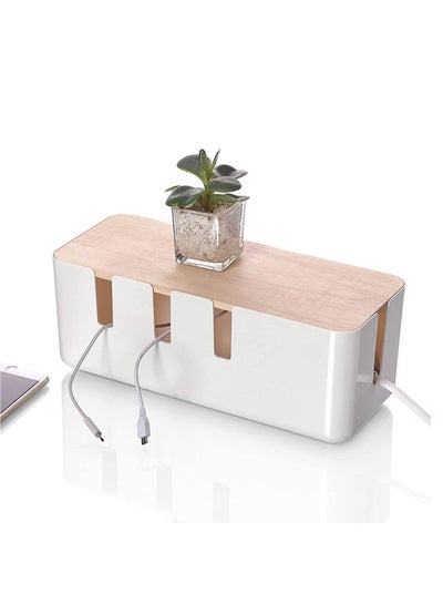 Buy Cable Management Box，Wood Lid, Cord Organizer for Desk TV Computer USB Hub System to Cover and Hide and Power Strips and Cords in UAE