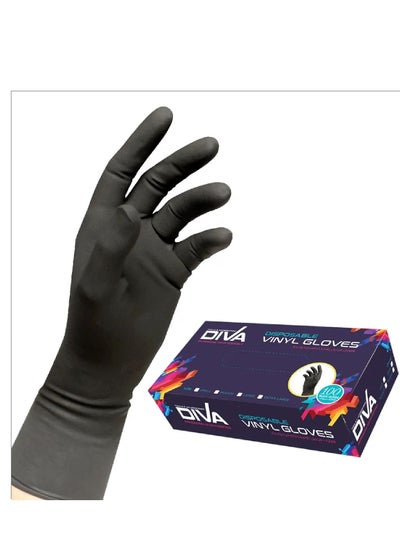 Buy Disposable Vinyl Gloves Black Medium 100pcs in UAE