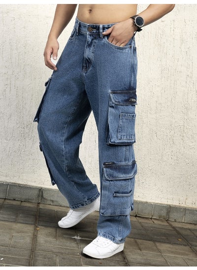 Buy Men Indigo  Jeans - Loose Fit Stylish Casual Jeans in UAE