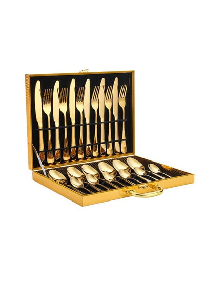 اشتري 24-piece Stainless Steel Cutlery Set Gold في الامارات