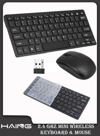 Buy Mini Wireless Keyboard Mouse Set 2.4GHz Ultra Slim Thin Flat & Quiet Wireless Keyboard & Mouse Combo for Windows Laptop Notebook PC Desktop Computer in UAE