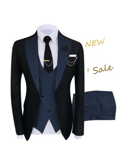 Buy Mens Large Size 3-Piece Suit Tuxedo Factory DirectNavy blue Navy blue in UAE