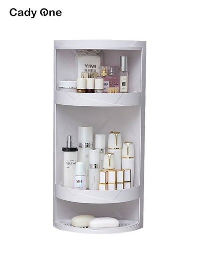 Buy 360 Degree Bathroom Swivel Corner Shelf White 41.5cm in Saudi Arabia