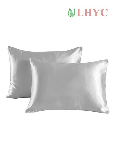 Buy 100% Pure Mulberry Queen Pillowcase Silk Silver 75 x 51cm in Saudi Arabia