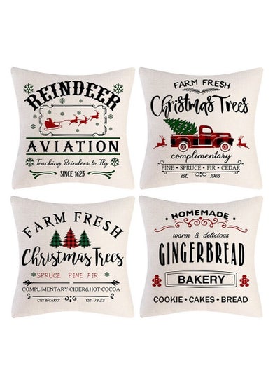 Buy 4Pcs christmas pillow case pillow cover cushion cover for home decor 45*45cm in UAE