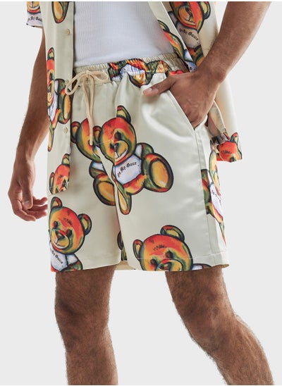 اشتري Teddy Bear Print  Drawstring Shorts في السعودية