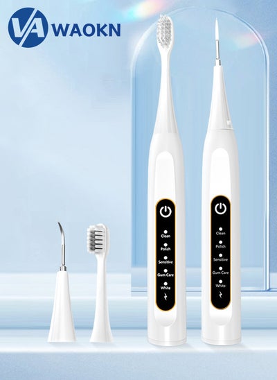 Buy Rechargeable Sonic Electric Toothbrush High-frequency Vibration IPX6 Waterproof Power Toothbrush 5 Modes Adjustable and Smart Electric Toothbrush with 2 Detachable Brush Heads 1 Pointed Head in Saudi Arabia