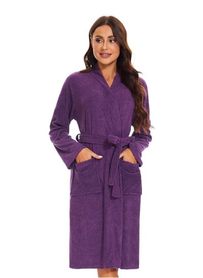 اشتري Purple Colour Plush And Absorbent Unisex  Bathrobe XXL Size في الامارات