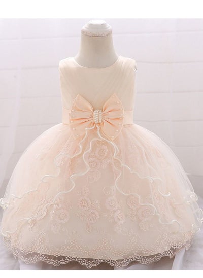 اشتري Newborn Baby Girl Clothing For Birthday Party Champagne Color في الامارات