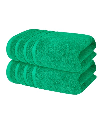 Buy Premium Green Bath Towels 100% Cotton 70cm x 140cm Pack of 2, Ultra Soft and Highly Absorbent Hotel and Spa Quality Bath Towels for Bathroom by Infinitee Xclusives in UAE