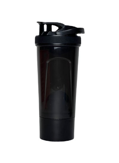 اشتري SportQ Premium Protein Shaker Bottle for Gym with Medication and Protein Powder Storage Organizer, Sports 2-Tier Leak-Proof Lid and BPA Free Twist-On Container 700ml (Black) في مصر