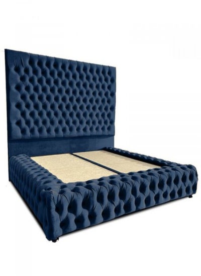 Buy Yasmin | Velvet Bed Frame - Dark Blue in Saudi Arabia