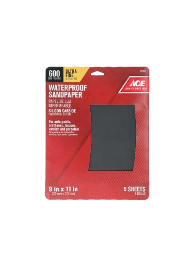 اشتري 5-Piece 600 Grit Silicon Carbide Waterproof Sandpaper Black 9 x 11 Inch 19806 في السعودية