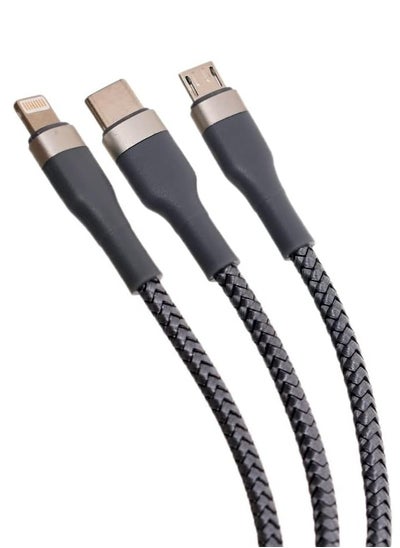 Buy RC-070th 3 in 1 charging cable for micro, type c and iphone set of 2 pieces -silver, USB in Egypt