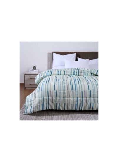 Buy Lines Printed Roll Comforter 150x220cm - Blue Green in UAE